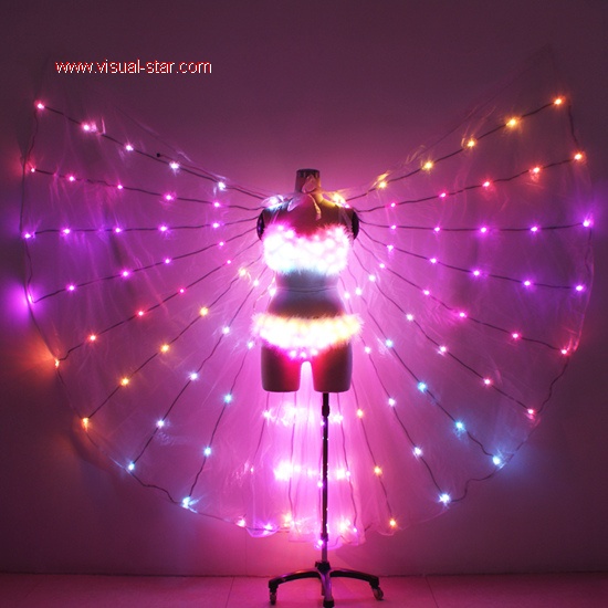 Led dance wings with led bra and pants