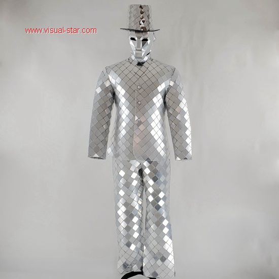 Silver mirror man dance costume