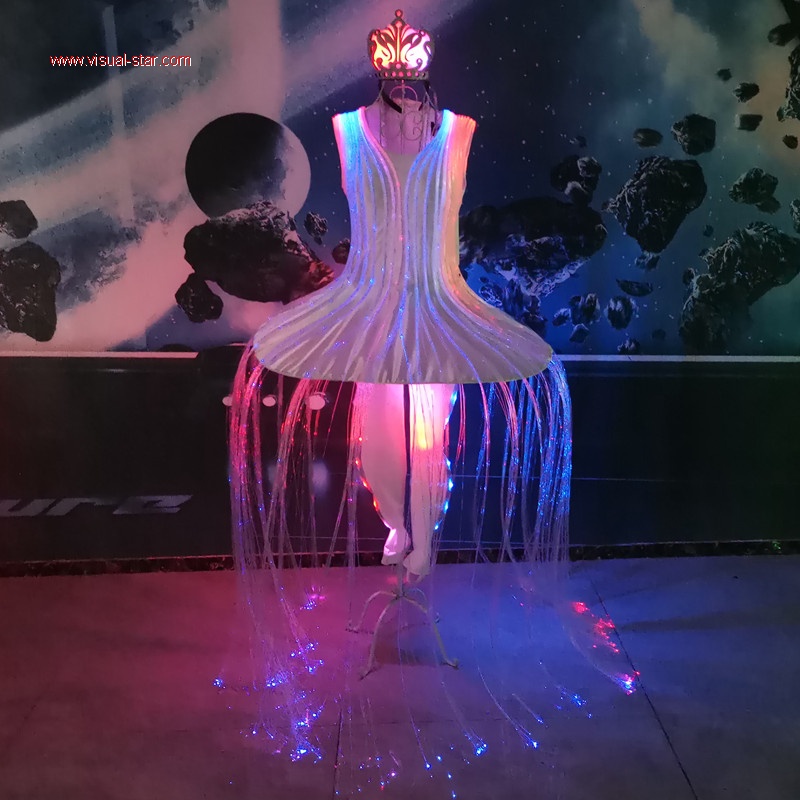 Led light up fiber optic belly dance dress