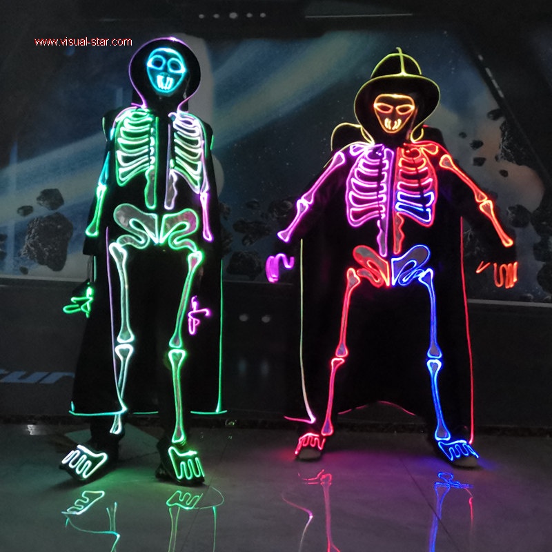 Led light halloween performance suit cloak