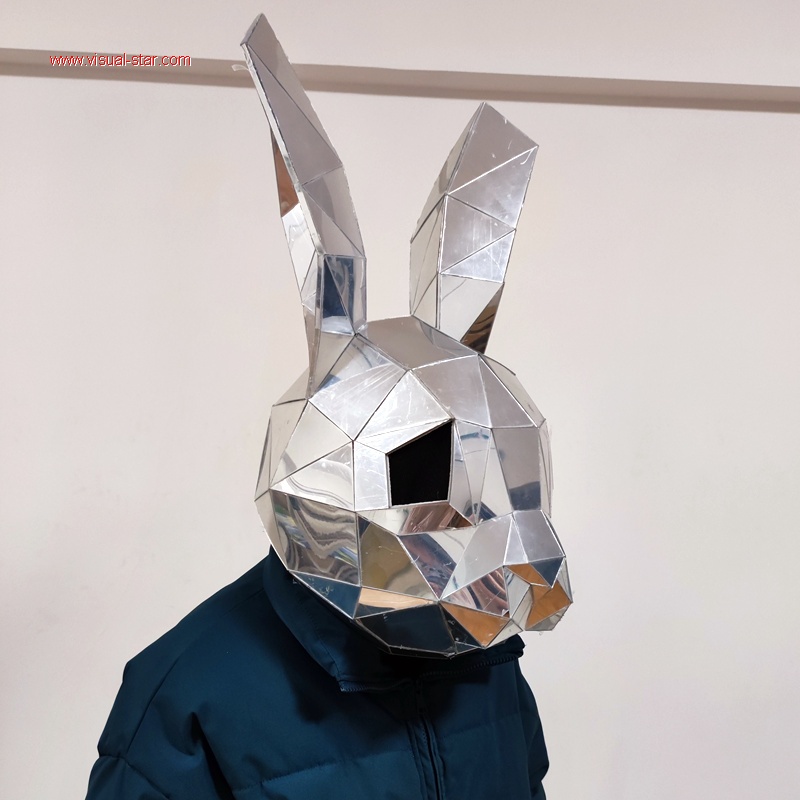 Mirror bunny rabbit performance head DJ helmet