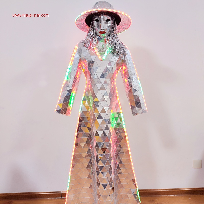 Led mirror dress suit for performance