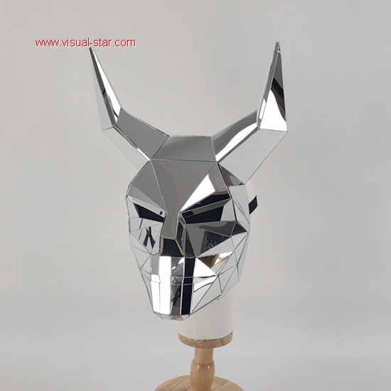 Silver mirror horn mask