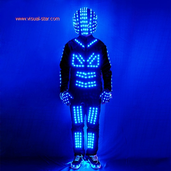 Full color led light clothing with led helmet,gloves and shoescover