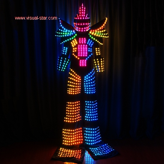 Full color led stilts walkers robot costume