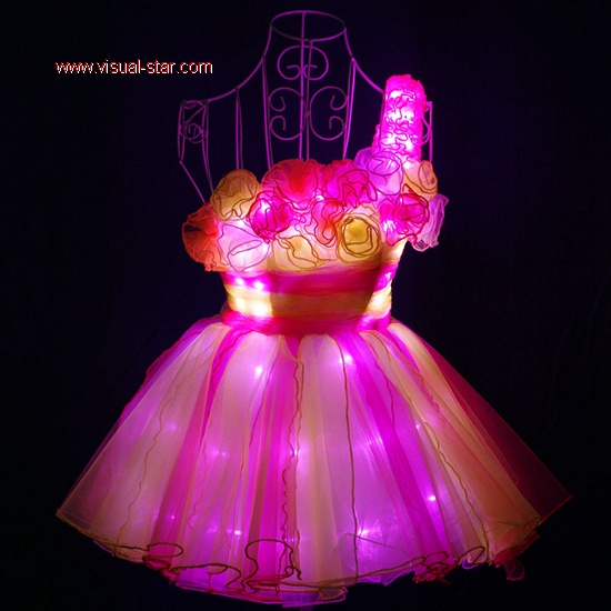 Full color led dance dress for girl