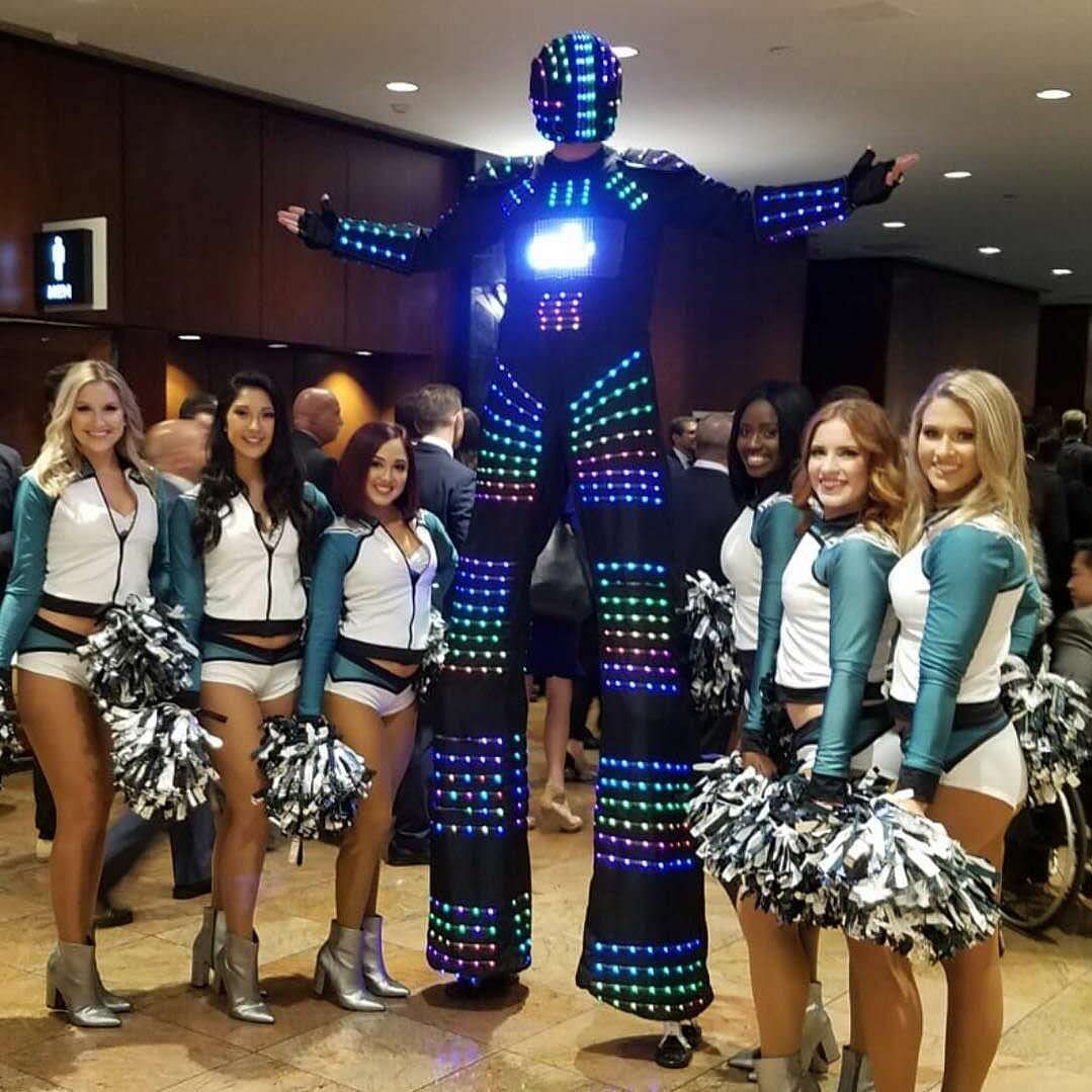 Led light walk stilts costume