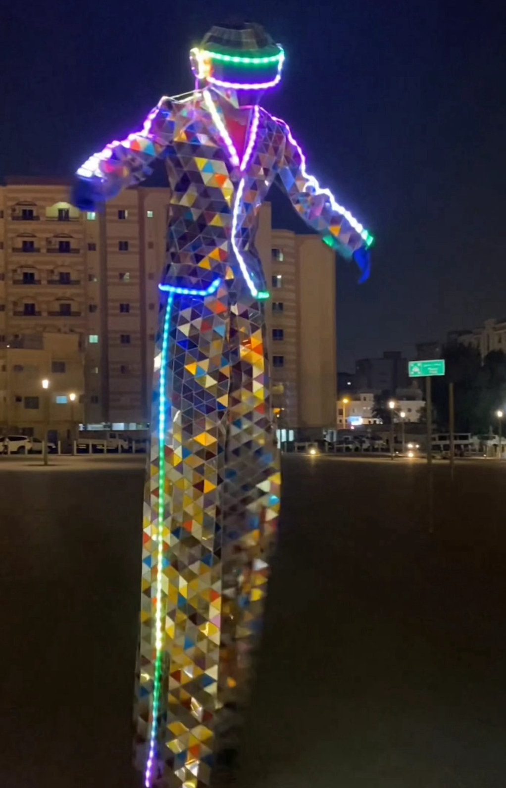 Led mirror stilt man costumes