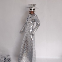 Mirror girl dance dress silver with mirror mask