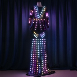 Lady led light walk stilts costume