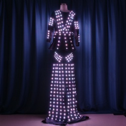 Lady led light walk stilts costume