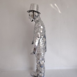 银色镜面男机器人西装舞蹈服