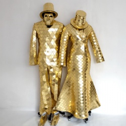 金色银色镜面男机器人西装舞蹈服