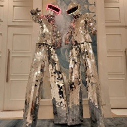 Stilts mirror man costumes