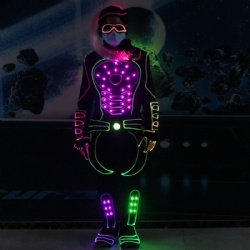 Led light female dance costume suit