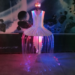 Led light up fiber optic belly dance dress