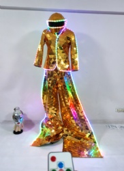 Led light mirror stilt wallker man costume