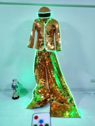 Led light mirror stilt wallker man costume