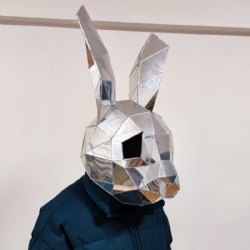 Mirror bunny rabbit performance head DJ helmet