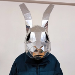 Mirror bunny rabbit performance head DJ helmet