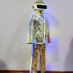 Led mirror man silver discoball dancer