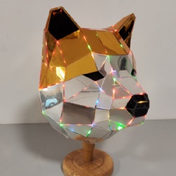 mirror led dog head helmt