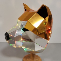 mirror led dog head helmt