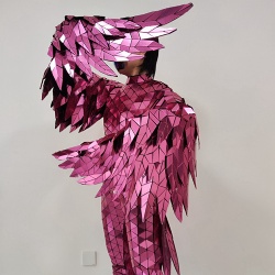 Pink mirror feather performance costumes