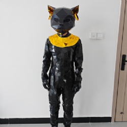 镜面黑色性感猫人演出表演服