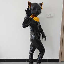 镜面黑色性感猫人演出表演服