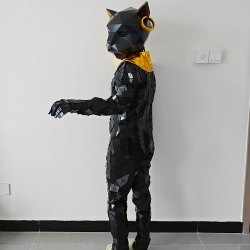 镜面黑色性感猫人演出表演服