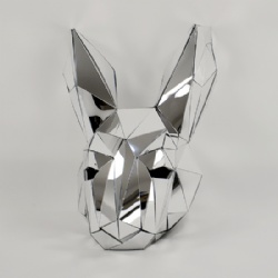 Silver mirror rabbit dance helmet
