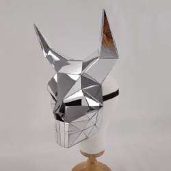 Silver mirror horn mask