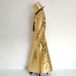 高端定制金色银色镜面表演长裙
