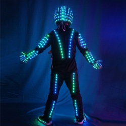 Full color led light clothing with led helmet,gloves and shoescover